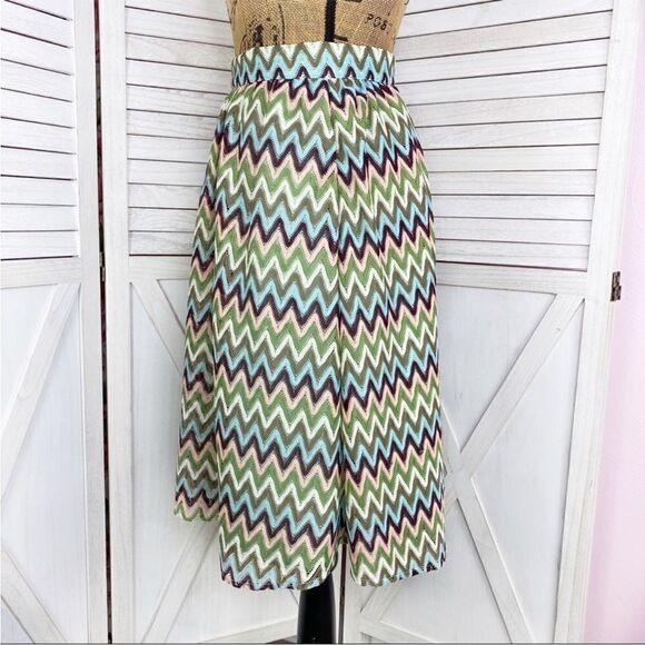ModCloth Daytime Dazzler Chevron Stripe A Line Skirt Pastel Multicolor Medium - Picture 3 of 14